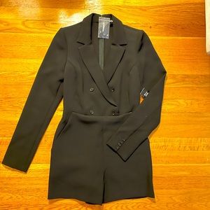 Express double-breasted, long sleeve blazer romper